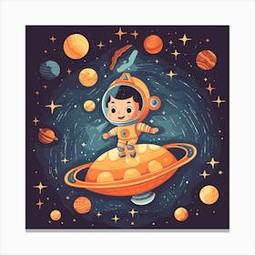 Astronaut Illustration Kids Room 1 Canvas Print