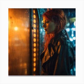 Girl In A Raincoat Canvas Print