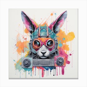 Rabbit With Boombox Canvas Print