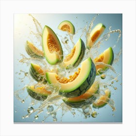 Melon Slice with Water Splash Canvas Print