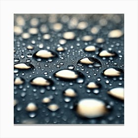 Raindrops On A Black Surface Canvas Print