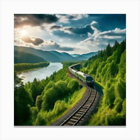 Travel Sky Train Scenery Forest Summer Landscape View Freight Bay Sunlight Green Beautif (8) Canvas Print