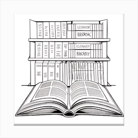 Library Book Illustration Canvas Print