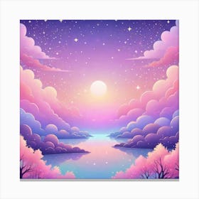 Sky With Twinkling Stars In Pastel Colors Square Composition 94 Canvas Print