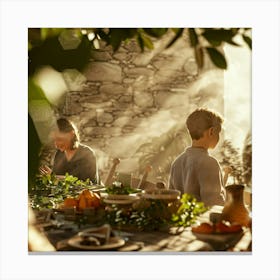 Family At A Table Canvas Print