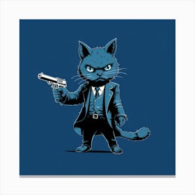 Cat Holding Gun Canvas Print