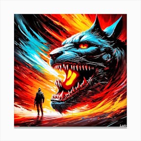 Wolf In Flames 1 Canvas Print