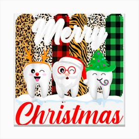 Merry Christmas Dentistth Santa Hat Xmas Leopard Plaid 1 Canvas Print