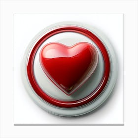 Heart Button Isolated On White 5 Canvas Print