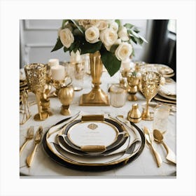 Gold Wedding Table Setting 1 Canvas Print