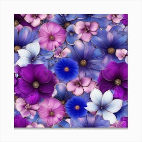 Purple And Blue Flowers 2 Canvas Print