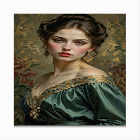 Lady In A Green Dress Canvas Print