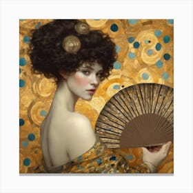 Woman With Fan, Gustav Klimt 3 Canvas Print