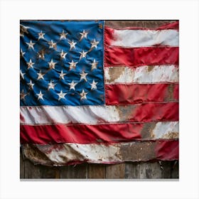 An Aging American Flag Crushed Lightly At The Corners Worn Yet Radiant Against The Passage Of Time (4) Canvas Print