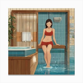 Girl In Bathing Suit Canvas Print