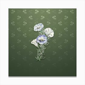 Vintage Sky Blue Alona Flower Botanical on Lunar Green Pattern n.2324 Canvas Print