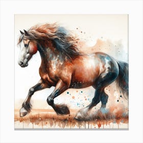 Horse In Motion, Horse Watercolour Art Print 2 Canvas Print