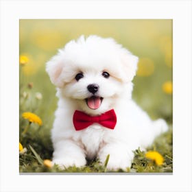 Cute Puppy In A Bow Tie Canvas Print