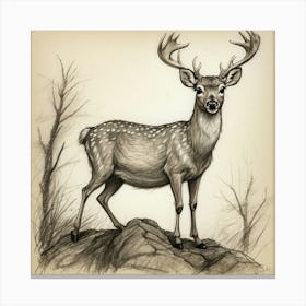 Deer Drawing 33 Canvas Print