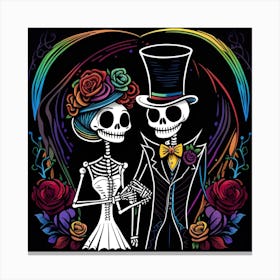 Day Of The Dead Wedding rainbow colors 2 Canvas Print