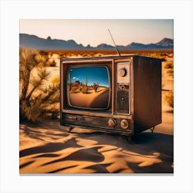 OLD TELEVISION, in the desert Canvas Print