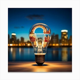 Light Bulb Cityscape Canvas Print