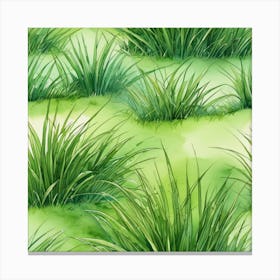 Watercolor Grass Seamless Pattern Canvas Print