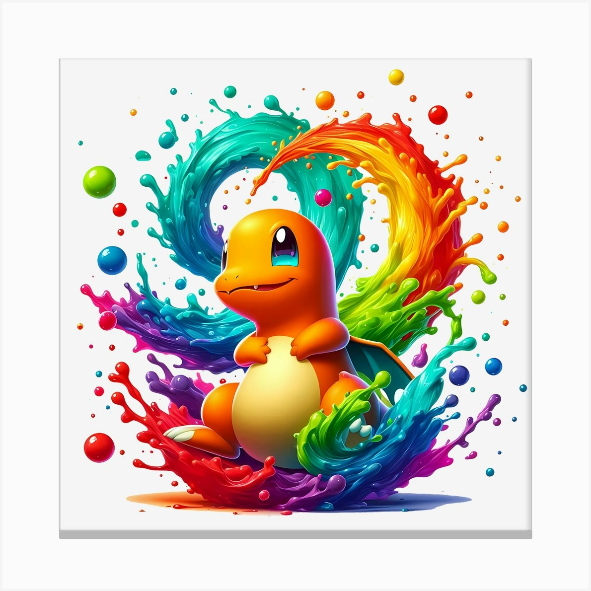 Pokemon Paint Splash Canvas Print by Aloke Design