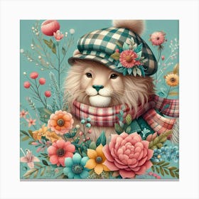 Lion With Flowers 1 Canvas Print