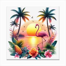 Flamingo At Sunset 11 Canvas Print