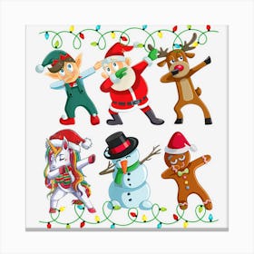 Ugly Sweater Christmas Shirt Dabbing Reindeer Snowman Santa Canvas Print