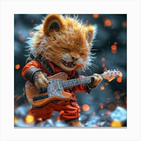 Lion Playing Guitar 1 Canvas Print