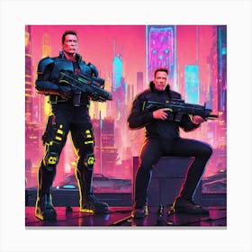 Two Men In A Futuristic Setting Canvas Print