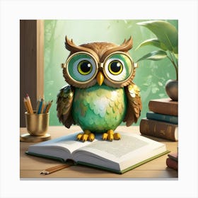 Owl With Glasses Canvas Print