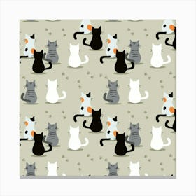 Cute Cat Seamless Pattern Canvas Print