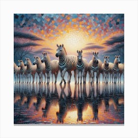 Herd of zebras 2 Canvas Print