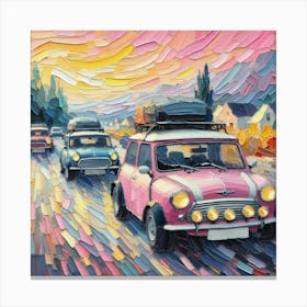 Mini Coopers On The Road Canvas Print