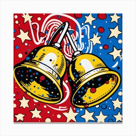 Bells And Stars - Abstract Christmas Canvas Print