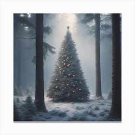 Christmas Tree In The Forest 27 Canvas Print