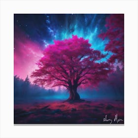 Tree In The Night Sky Canvas Print