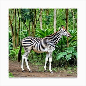 Okapi Africa Giraffe Mammal Forest Herbivore Stripes Hooves Wildlife Rainforest Congo Uni (3) Canvas Print