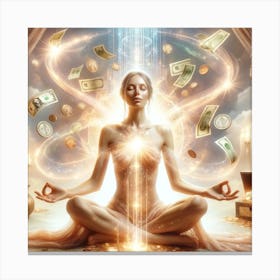 Meditating Woman With Money Canvas Print