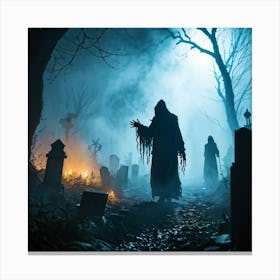 Silhouette Of A Daemon Enveloped In Fog Human Costumes Hinting At A Scary Presence Steam Rising To (4) Canvas Print