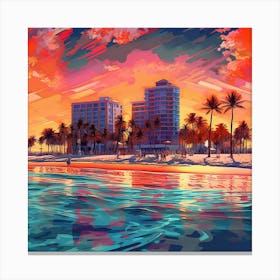 Sunset At The Beach 3 Canvas Print