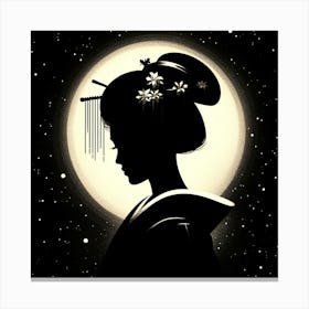 Geisha Dark Silhouette - Drawing Canvas Print