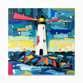 Lighthouse At Night 5 Canvas Print