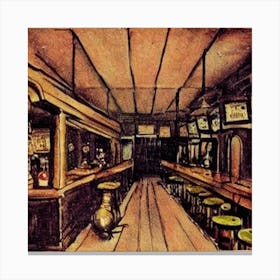 The inside of the stumbling tiger bar. A small dirty bar in the 1930s Shanghai. draw it as a painting. Canvas Print