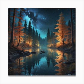 Forest At Night Canvas Print