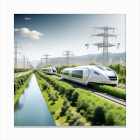 Futuristic Train In The Countryside Canvas Print