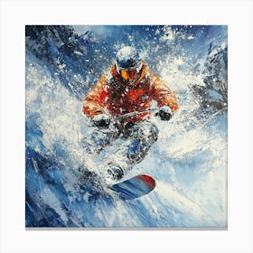 Snowboarder In The Snow Art Canvas Print